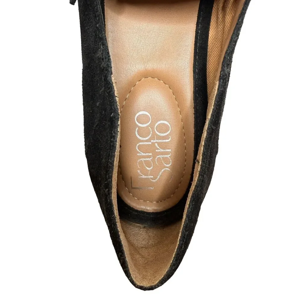 Franco Sarto Hadden Loafers Size 9.5 Leather Suede Black Tassels Neutral Preppy